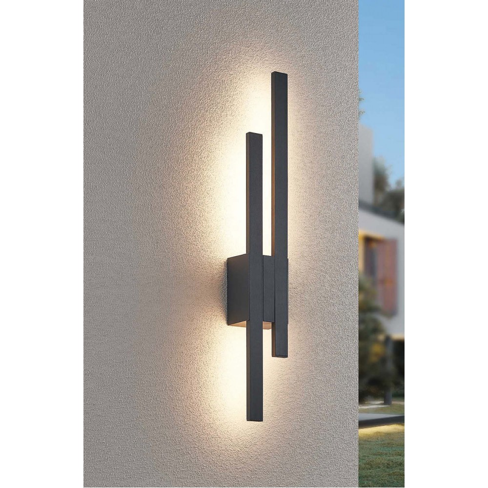 Double led wall light in anthracite .