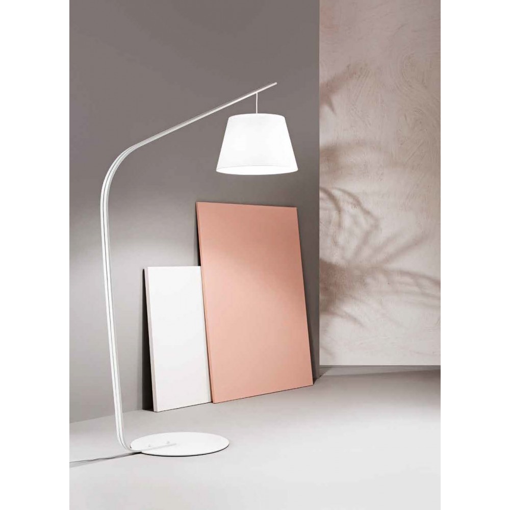 Italian floor lamp with metal structure and PVC  lampshade.