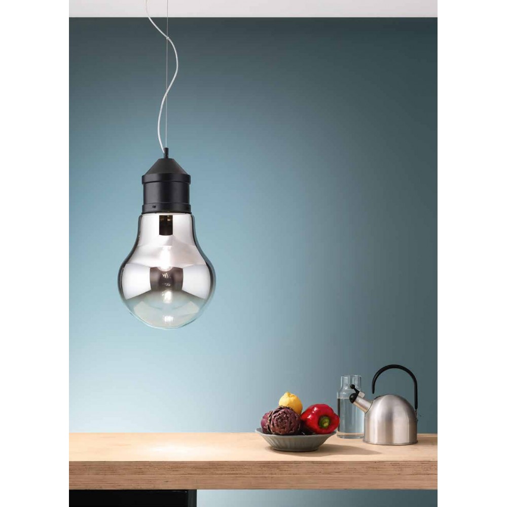 Pendant lighting in the shape of bulb.