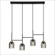 Metal pendant lighting in black with clear engraved glass and gold detail. Black fittings. Metal pendant lighting in black with clear engraved glass and gold detail. Black fittings.