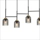 Metal pendant lighting in black with clear engraved glass and gold detail. Black fittings. Metal pendant lighting in black with clear engraved glass and gold detail. Black fittings.