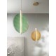 LED pendant in painted metal and textured glass.