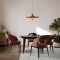 Κρεμαστό minimal φωτιστικό της Tk Lighting σε καφέ με πράσινη ροζέτα .