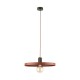 Κρεμαστό minimal φωτιστικό της Tk Lighting σε καφέ με πράσινη ροζέτα .