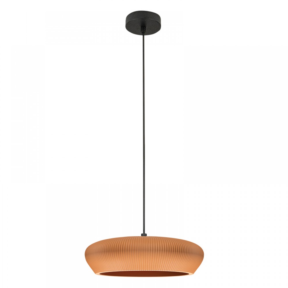 Μίνιμαλ κρεμαστό φωτιστικό από πηλό σε terracotta ,Zambelis lighting.