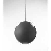 Led pendant made of self-extinguishing ultra light material with 3 finishings and a transparent polycarbonate diffuser.