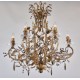 6 lights chandelier with coloured bohemian crystal.