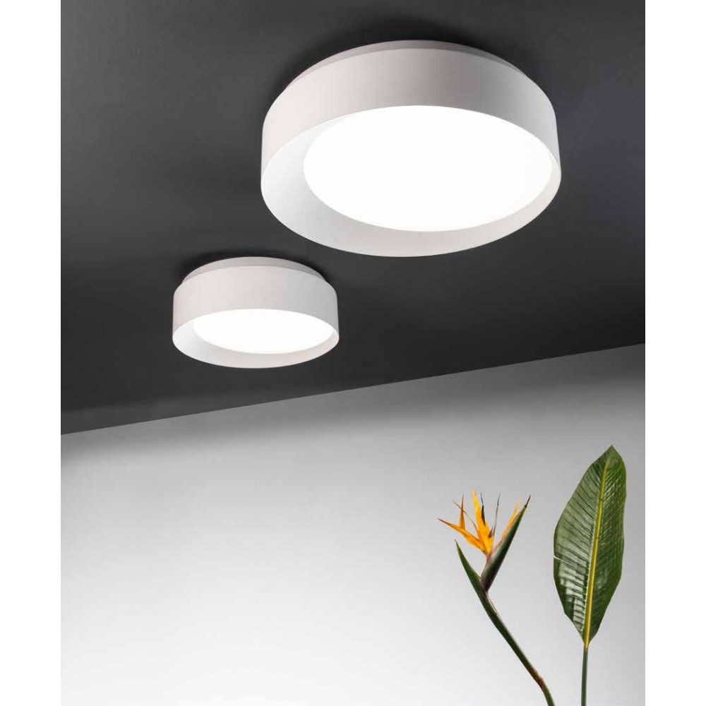 Ceiling light dimmable with polymer diffuser.