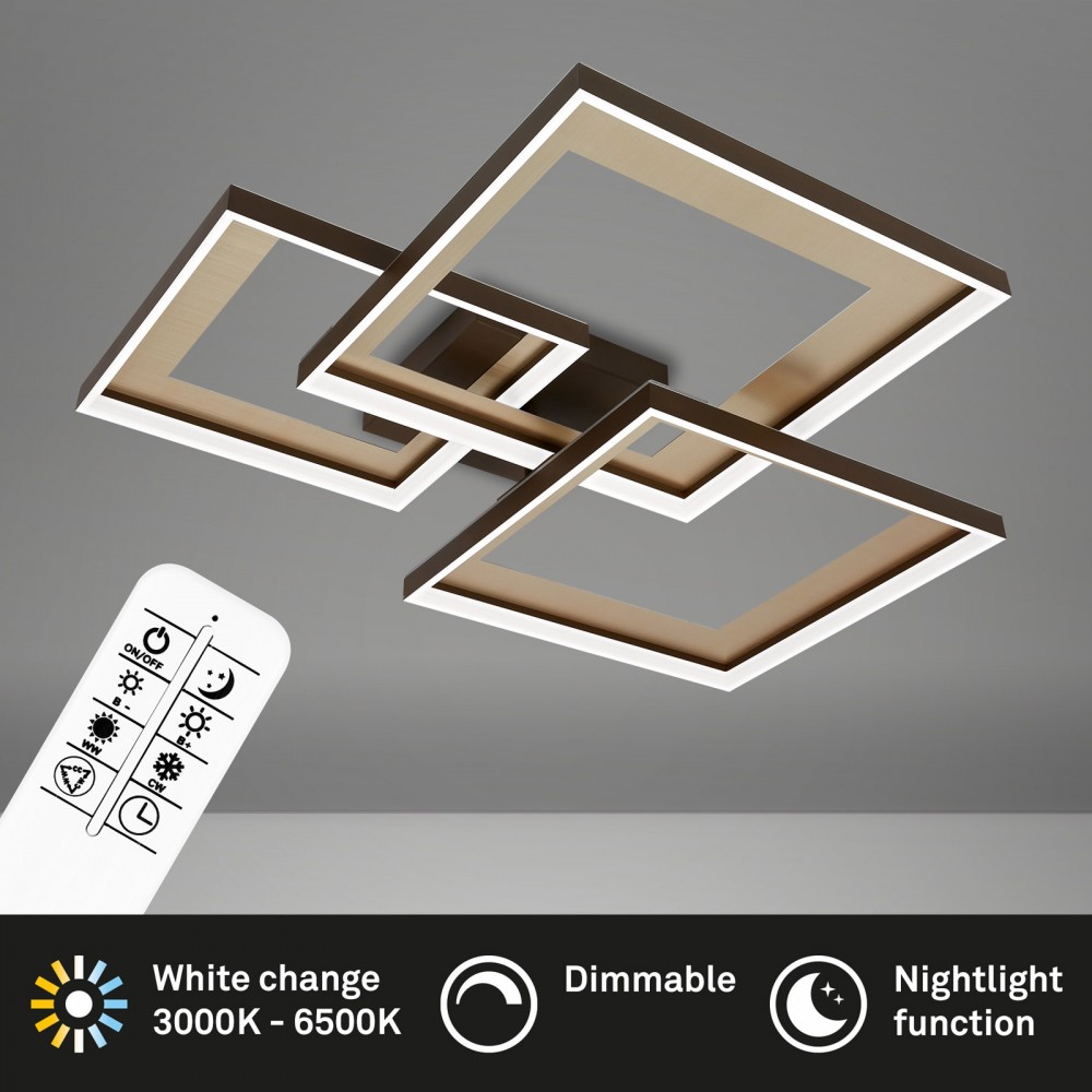 Led ceiling light in gold-brown .