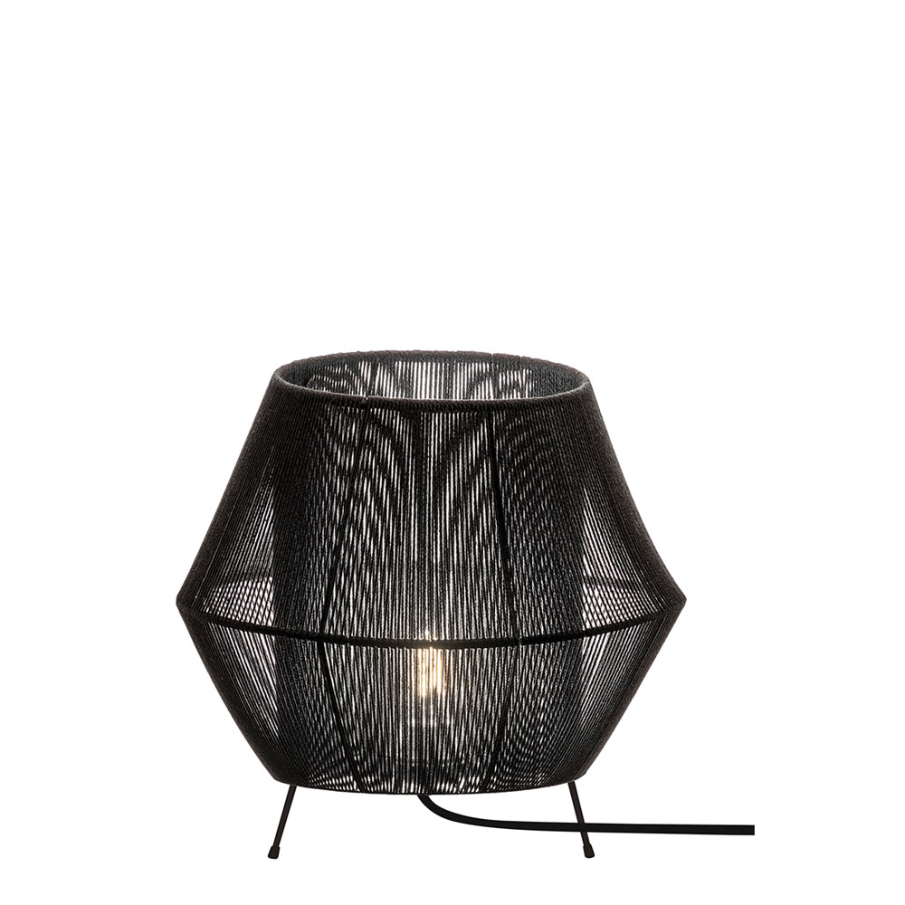 Table lamp in black and natural string.