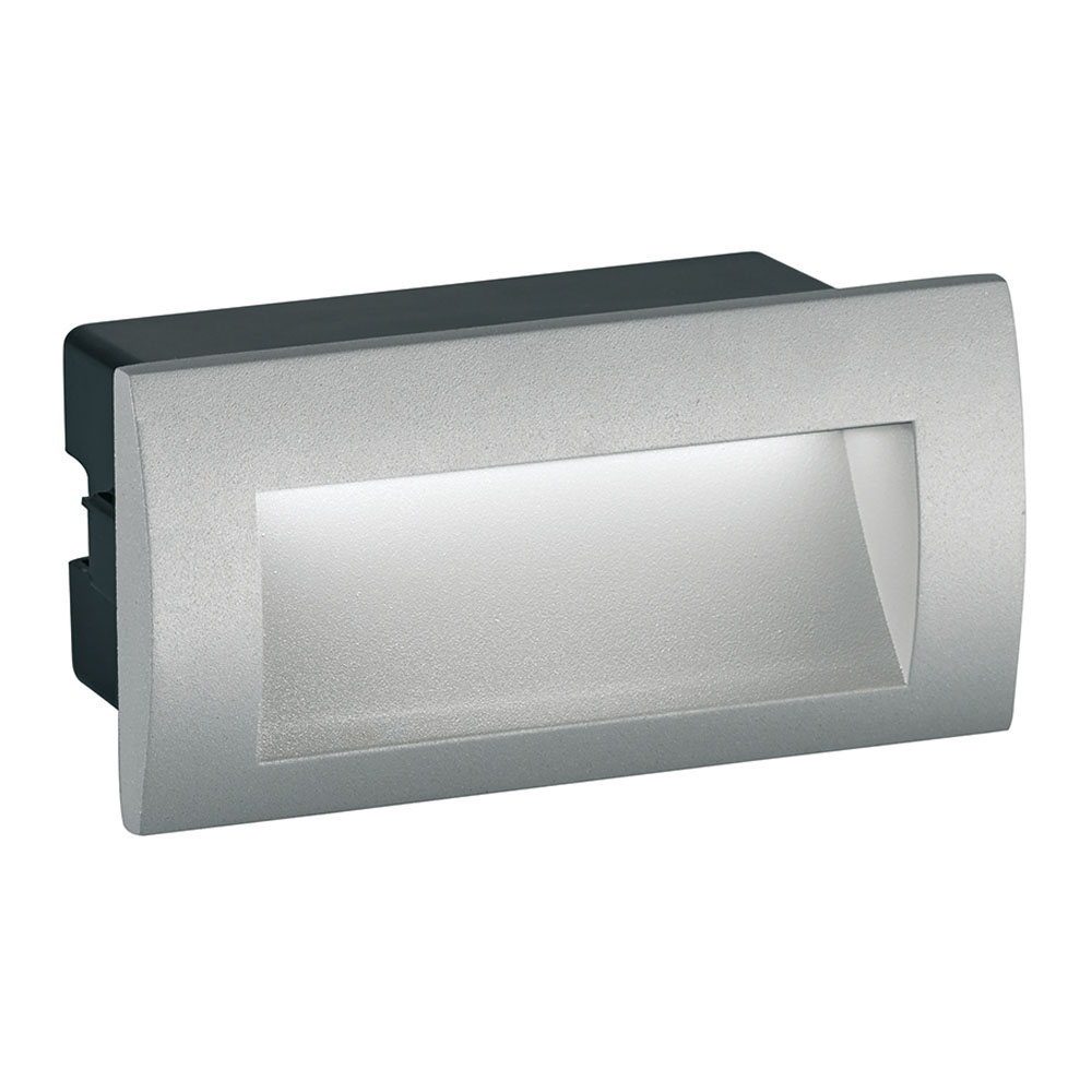 Recessed Led aluminium wall lamp in grey and white.