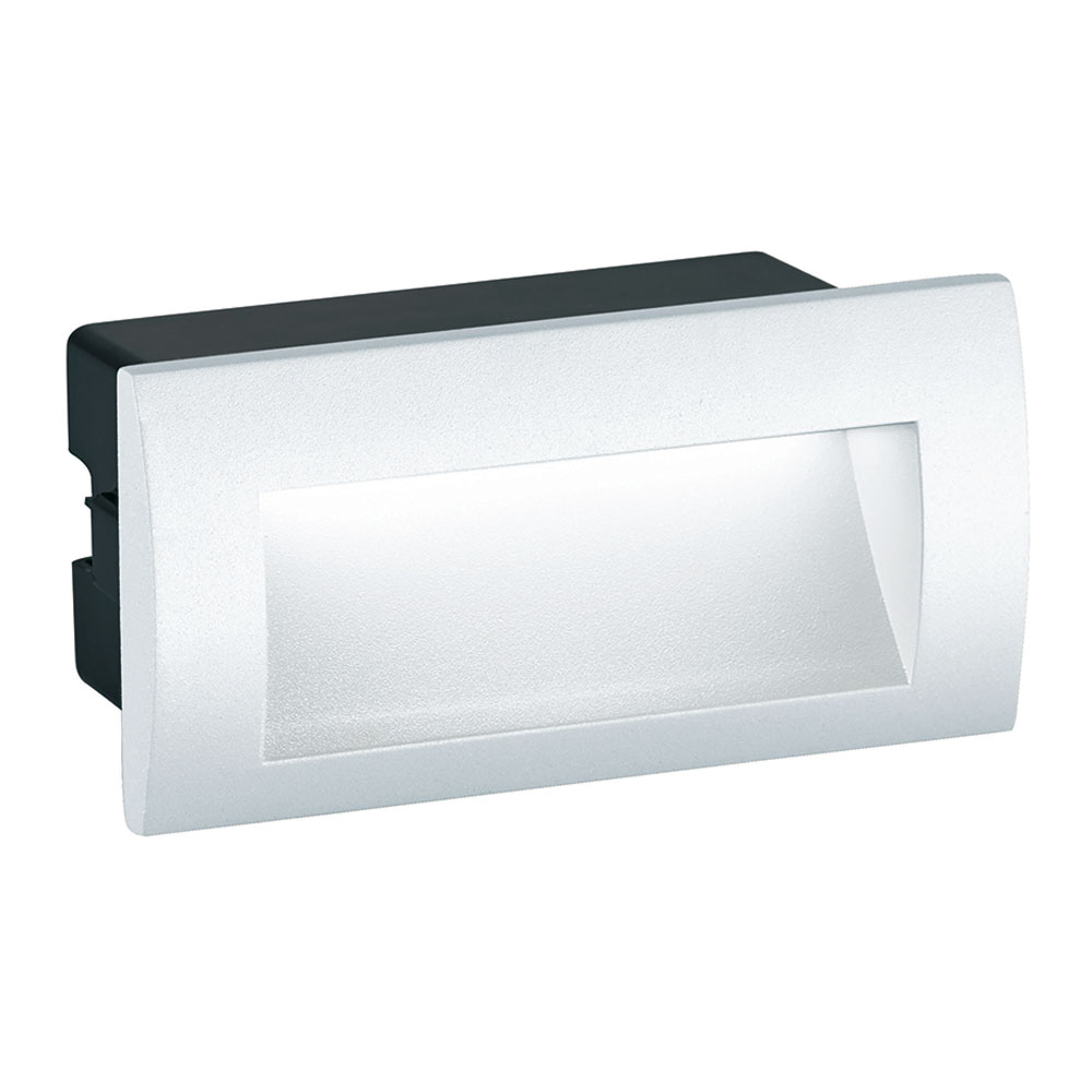 Recessed Led aluminium wall lamp in grey and white.