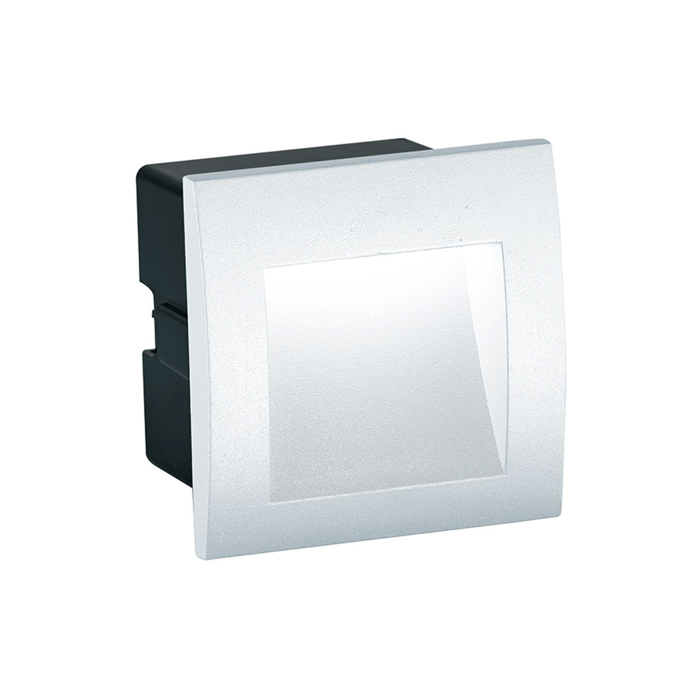 Recessed square Led aluminium wall lamps  in gray and white.