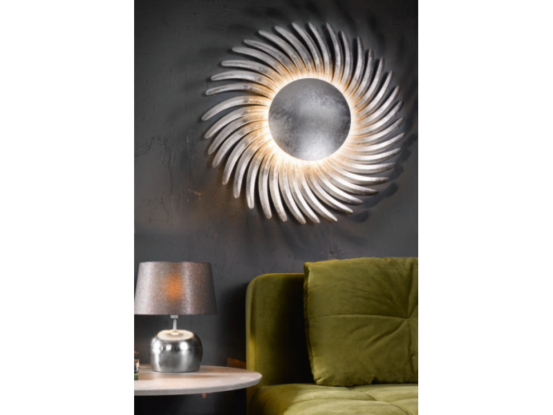 Wall LED lighting, on silver or gold leaf. Wavy rays create a beautiful interaction of light and shade on the walls. Wall LED lighting, on silver or gold leaf. Wavy rays create a beautiful interaction of light and shade on the walls.