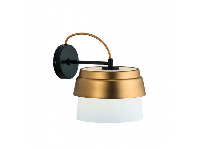 Applique with opal white glass ,gold detail and black base Applique with opal white glass ,gold detail and black base