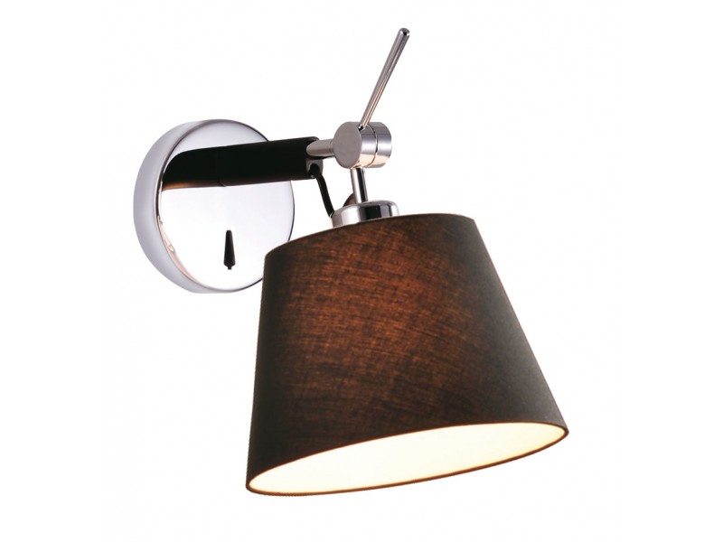 Wall light in chrome with black shade Wall light in chrome with black shade