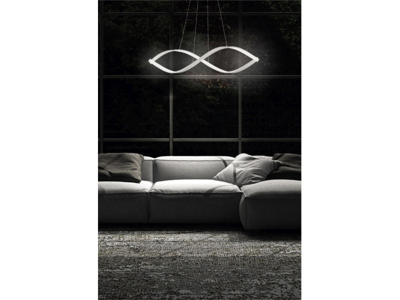 Pendant in opaque white metal with Led Pendant in opaque white metal with Led