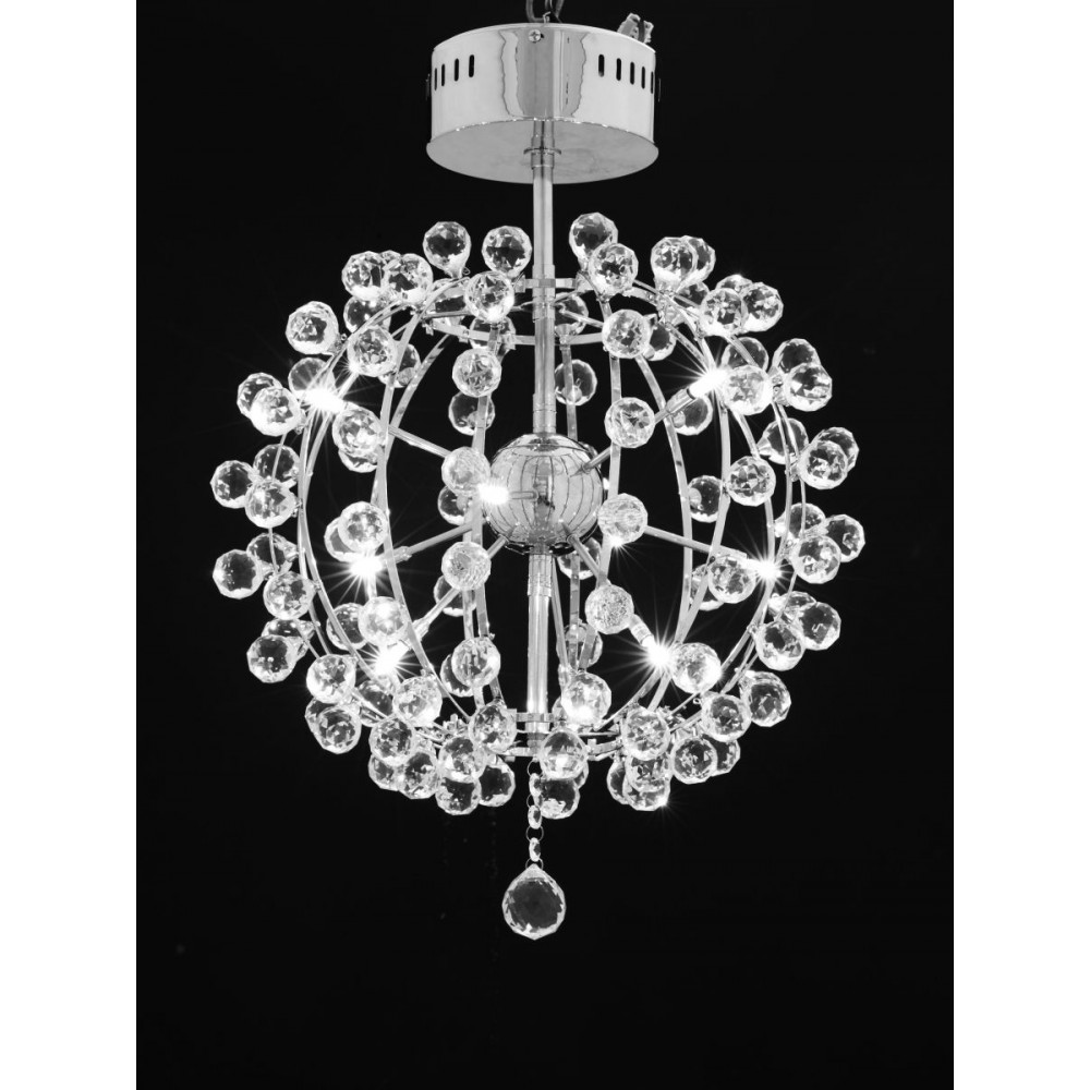 Ceiling light with crystals in chrome