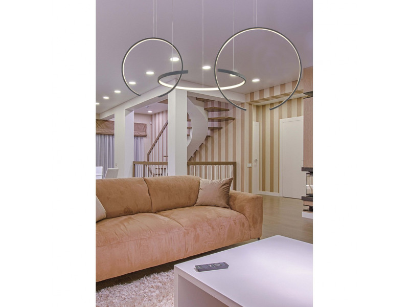 Pendant led lamp with 3 open circles in black. Pendant led lamp with 3 open circles in black.