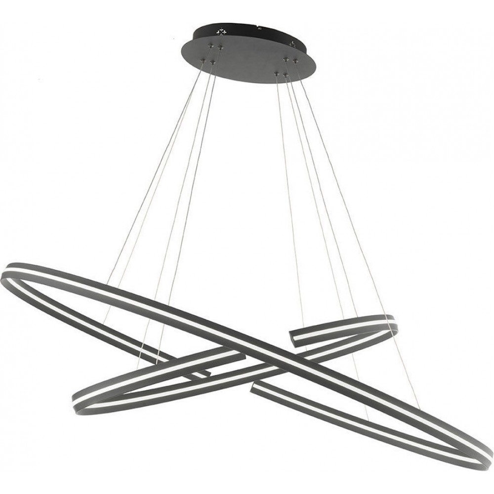 Led pendant in oval shape with adjustable cables.