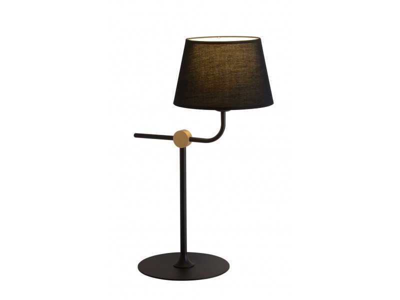 Table lamp in black with gold detail . Table lamp in black with gold detail .