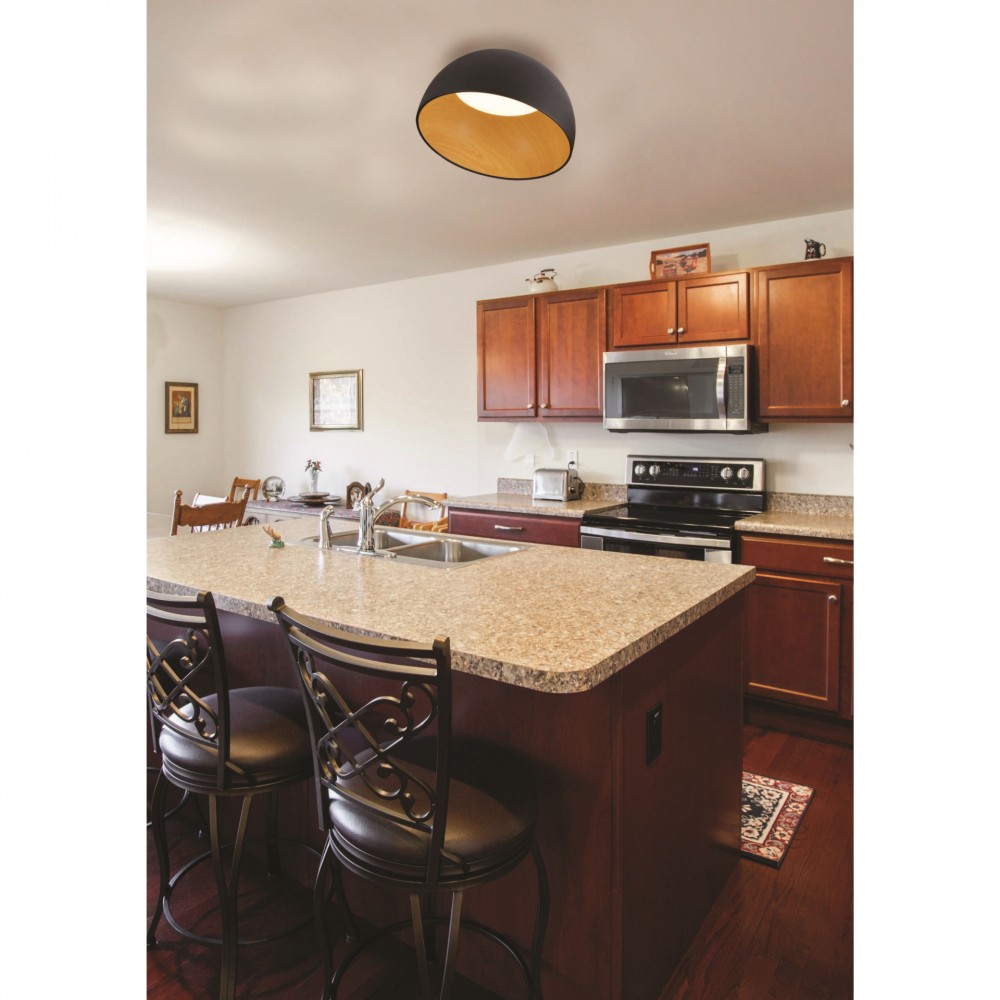 Ceiling lighting with small gradient and depth in colour  white or black and wood interior with high brightness led.
