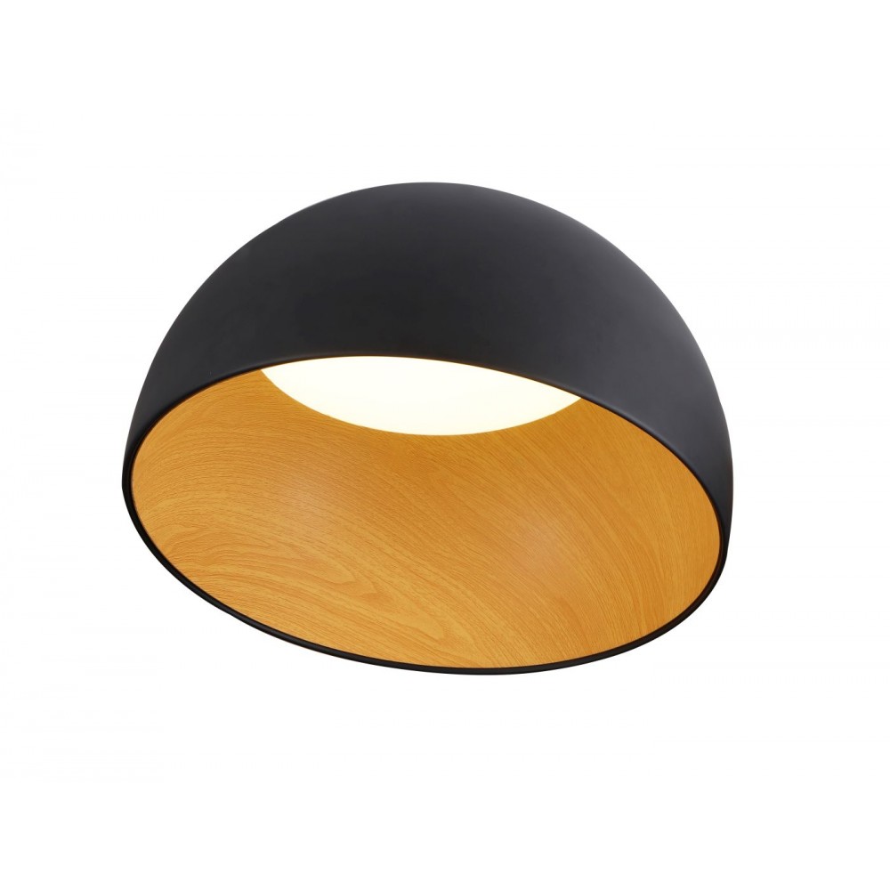 Ceiling lighting with small gradient and depth in colour  white or black and wood interior with high brightness led.