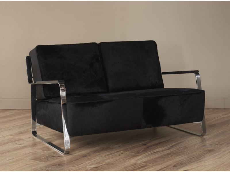 Double seat armchair  in chrome and leather from Pony